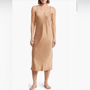 Lunya Washable Silk Slip Dress Nightgown in Hushed Tan